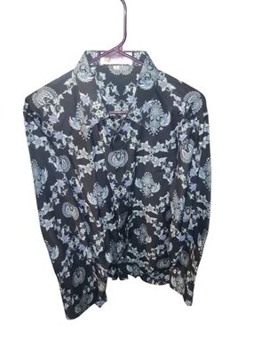 Vintage Batik Keris Men's 17 XLMen's Black Paisley Dress Shirt - Classic Pattern